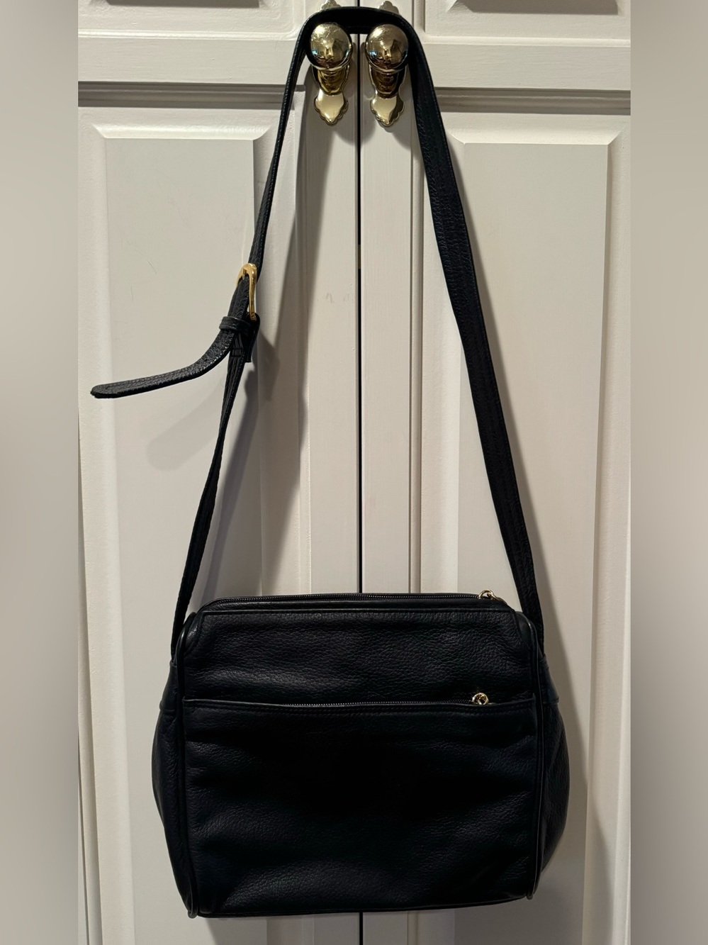 Tignanello Black Leather Shoulder Purse